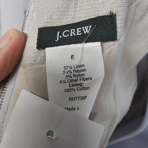 J. Crew Dress Pewter Babydoll Sleeveless Shimmery Linen Blend Ruched 6 NWT - Picture 8 of 11